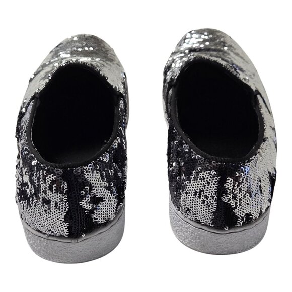 INC Men's Flash Slip-on sneakers 8M Black & White sequins pre-owned - Picture 5 of 6